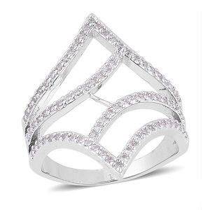 Size 8 Silvertone Ring Cubic Zircon